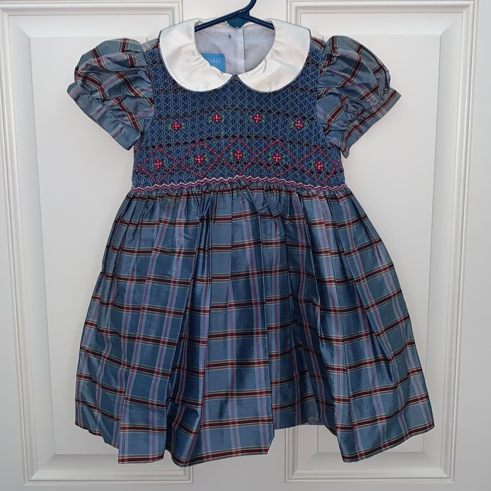 by Anavini, 100% SILK DRESS, A Beautifully Made, Hand Smocked,Detailed, Size 2